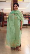 Dark mint green semi chanderi 2 piece salwar suit