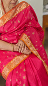Red and mustard kanchipuram silk saree