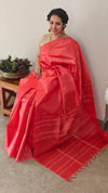 Dark peach tussar silk saree -GPE37