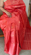 Dark peach tussar silk saree -GPE37