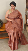 Chocolate brown tussar silk saree -GPE37