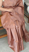 Chocolate brown tussar silk saree -GPE37