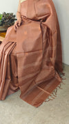 Chocolate brown tussar silk saree -GPE37