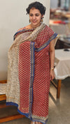 Brick red and beige maheshwari salwar suit