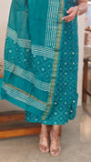 Green block printed maheshwari suit