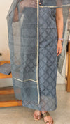 Bluish grey kota doria salwar suit