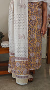 Mustard and off white block printed cotton suit