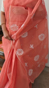 Peach net kota saree