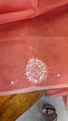 Peach net kota saree