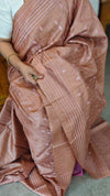 Nude brown embroidered tussar silk saree - TBR10