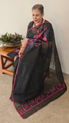 Black super net kota embroidered saree