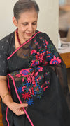 Black super net kota embroidered saree