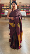 Maroon and brown kanchipuram saree