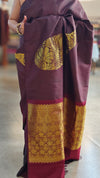 Maroon and brown kanchipuram saree