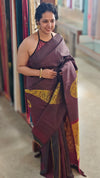 Maroon and brown kanchipuram saree