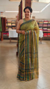 Olive green kota silk saree