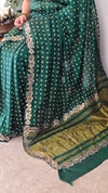 Dark green semi modal bandini saree - AWR12