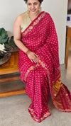 Red semi modal saree with bandini - AWR12