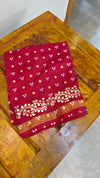Red semi modal saree with bandini - AWR12