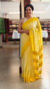 Yellow shibori printed mal cotton saree