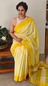 Yellow shibori printed mal cotton saree