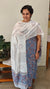 Blue block printed cotton suit