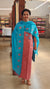 Peach and sky blue semi silk suit