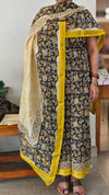 Black and mustard maheshwari suit