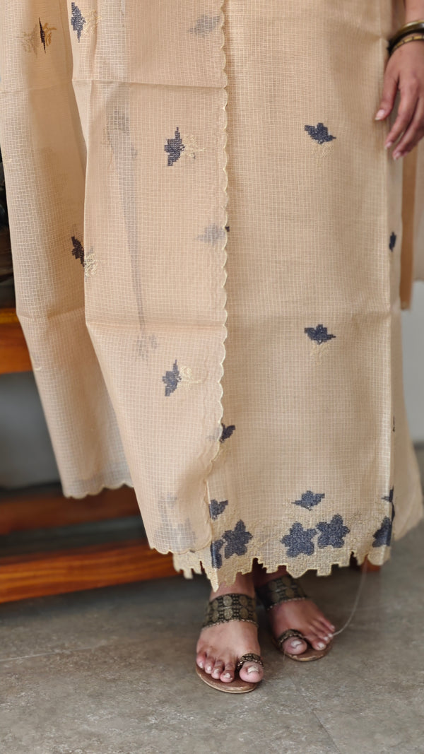 Beige silky kota salwar suit