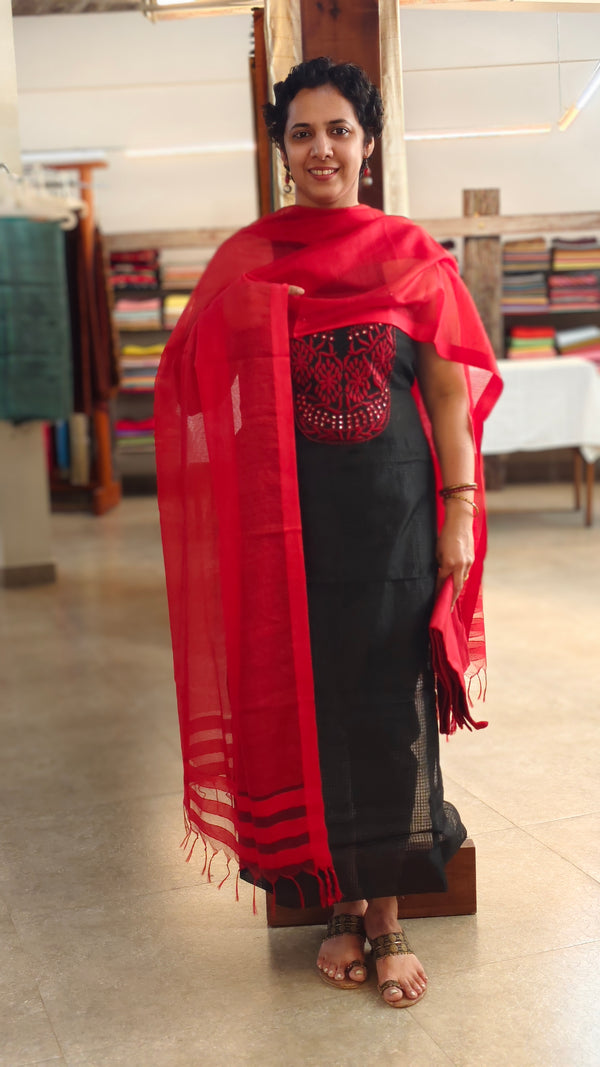 Black and red check kota suit