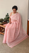 Blush pink organza saree - 5912