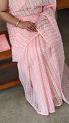 Blush pink organza saree - 5912