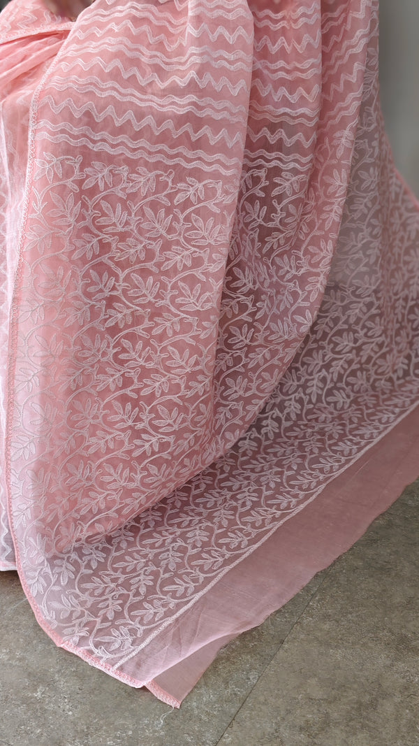 Blush pink organza saree - 5912