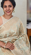 Pista green banarasi party wear saree