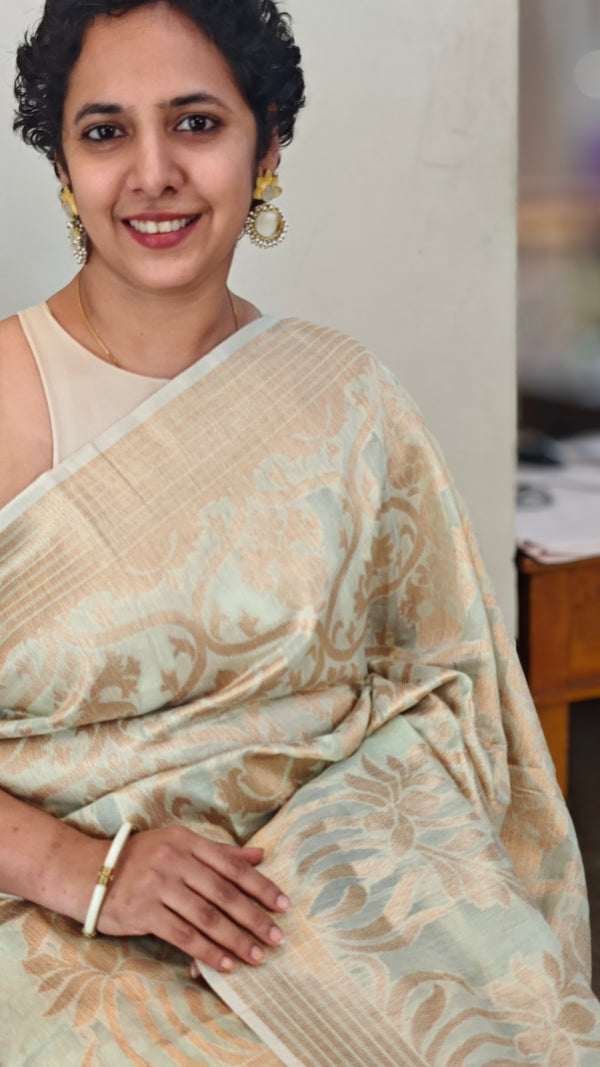 Pista green banarasi party wear saree