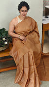 Saddle brown tussar silk saree