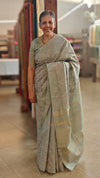 H149 - Teal embroidered tussar silk saree