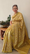 H149 - Lime Green embroidered tussar silk saree
