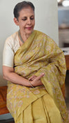 H149 - Lime Green embroidered tussar silk saree