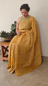 Mustard embroidered silk saree - T201