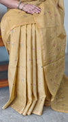 Mustard embroidered silk saree - T201