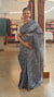 Grey embroidered tussar silk saree