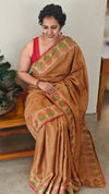 Copper brown semi katan silk saree