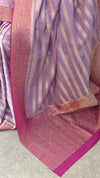 Lavender and pink georgette banarasi silk saree