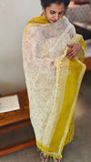 Mustard and white cotton salwar suit