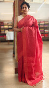 Red tussar silk saree