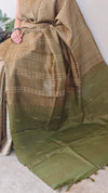 Olive green tussar silk saree - 71DG