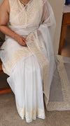 Off white and light yellow net kota saree