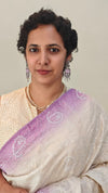 Off white and lavender tussar silk saree
