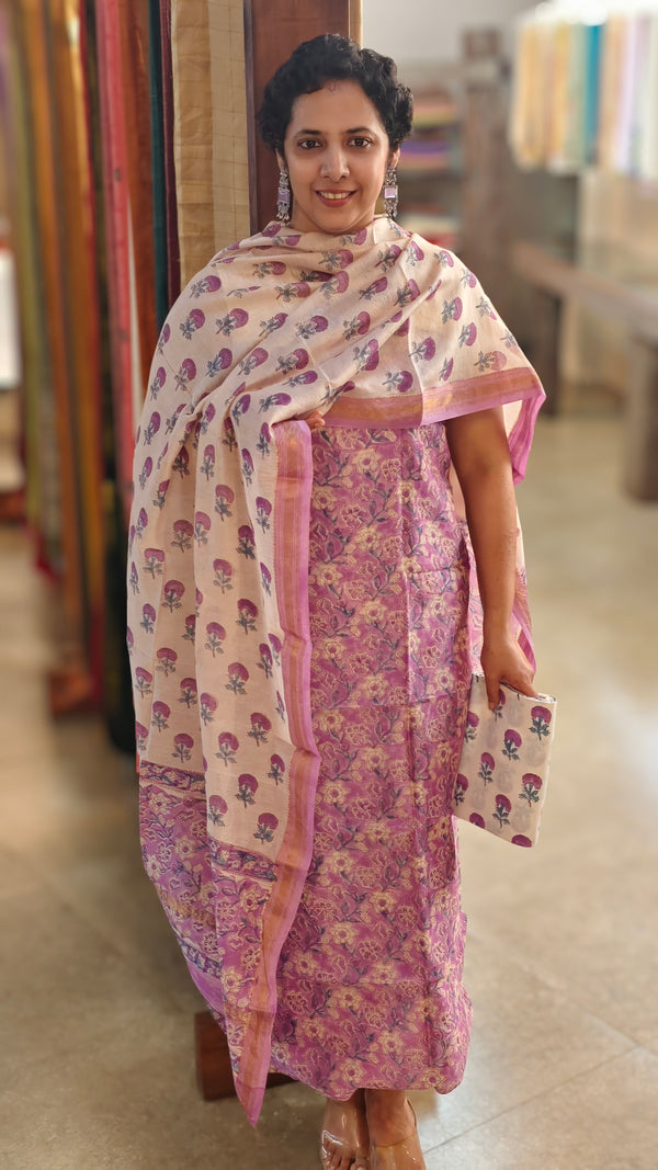 Lilac maheshwari salwar suit